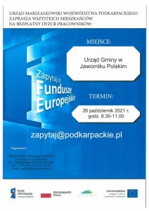 Read more about the article Informacja dot. Funduszy Europejskich