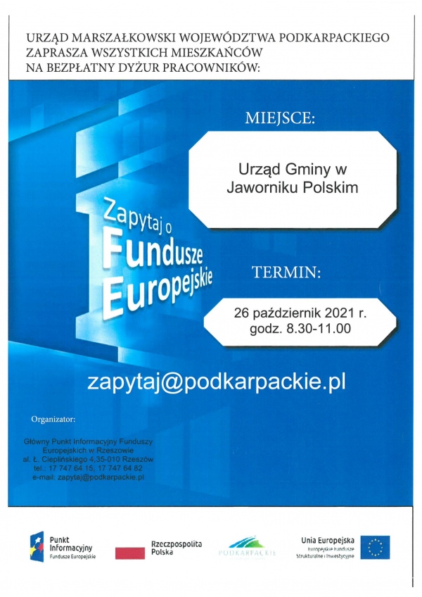 Read more about the article Informacja dot. Funduszy Europejskich